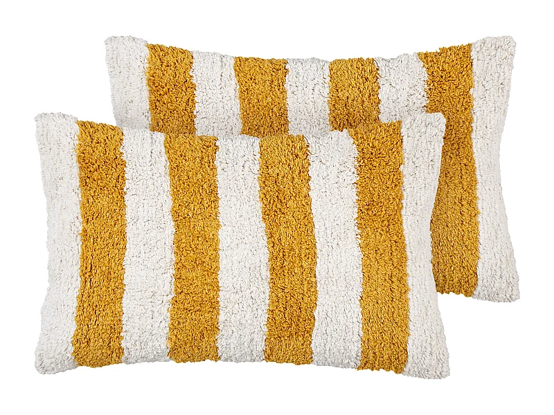 Dekokissen 2er Set HELIANTHUS Baumwolle 30 x 50 cm Weiss Streifenmuster