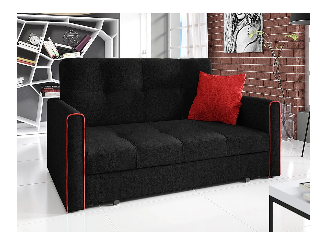 Canapé convertible Columbus 106, Boîte de literie, 85x153x98cm, Mobilier déjà assemblé