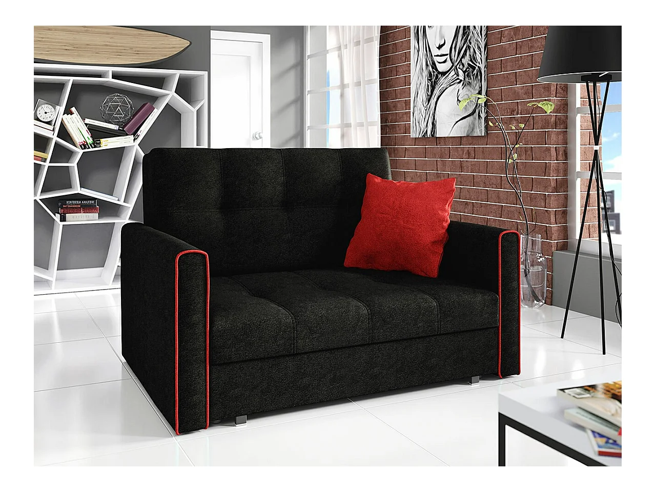 Canapé convertible Columbus 105, Boîte de literie, 85x133x98cm, Mobilier déjà assemblé