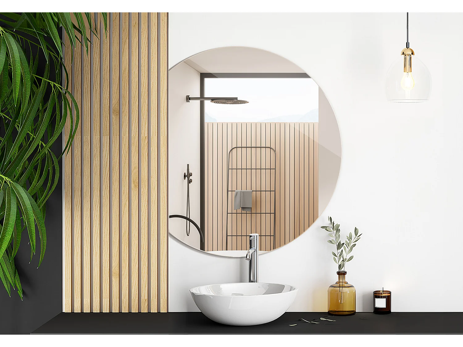 Originaldesignspiegel abgeschnittenes Rad 74x90cm künstlerisch asymmetrisch