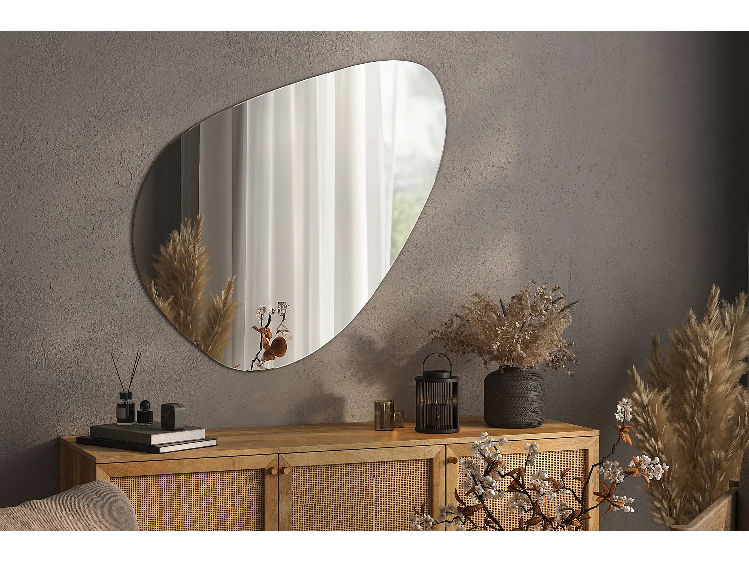 Modernes Originaldesignspiegel organische Form 68x67cm künstlerisch