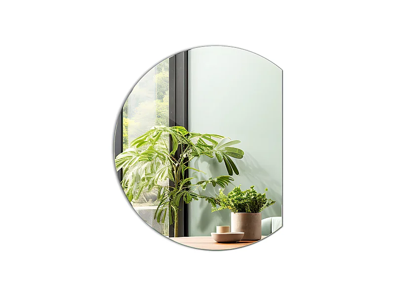 Spiegel mit ungewöhnlicher unregelmäßiger Form 63x70cm abgeschnittenes Rad