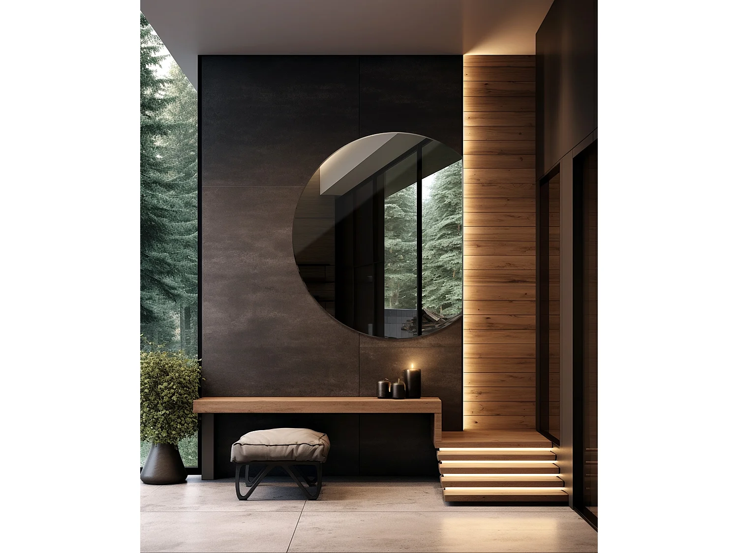 Miroir de forme irrégulière hors du commun 63x70cm roue tronquée