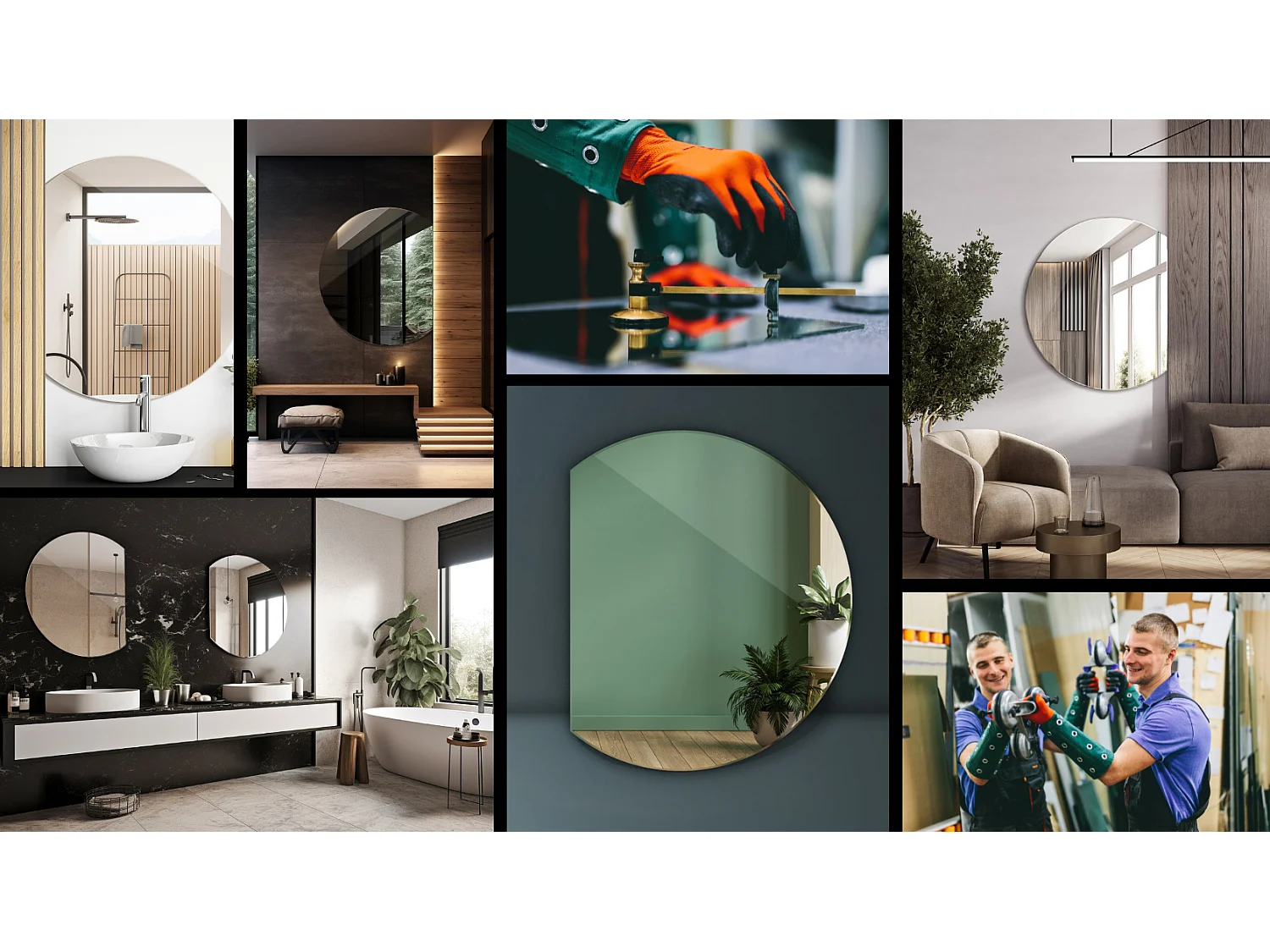 Miroir de forme irrégulière hors du commun 63x70cm roue tronquée