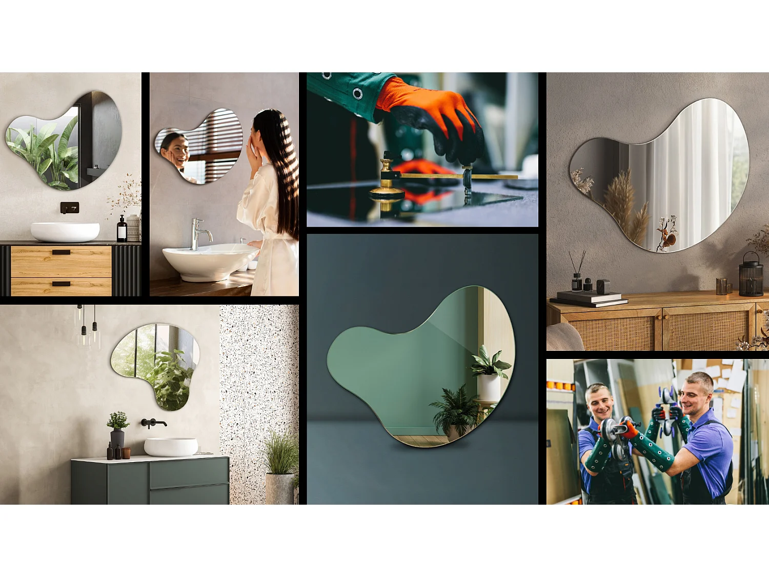 Miroir de forme irrégulière forme organique design original 77x77cm