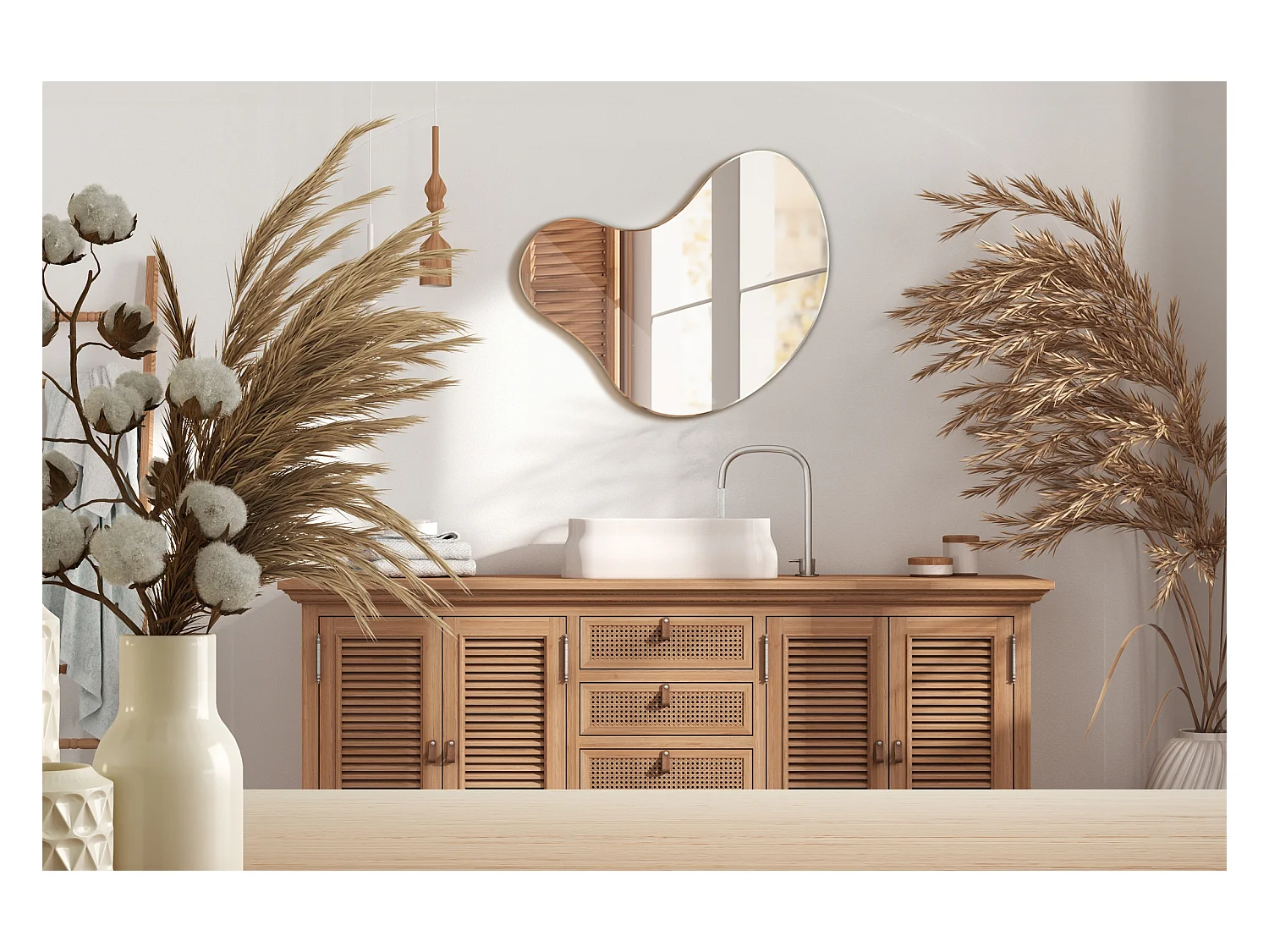 Spiegel met onregelmatige organische vorm origineel ontwerp 77x77cm