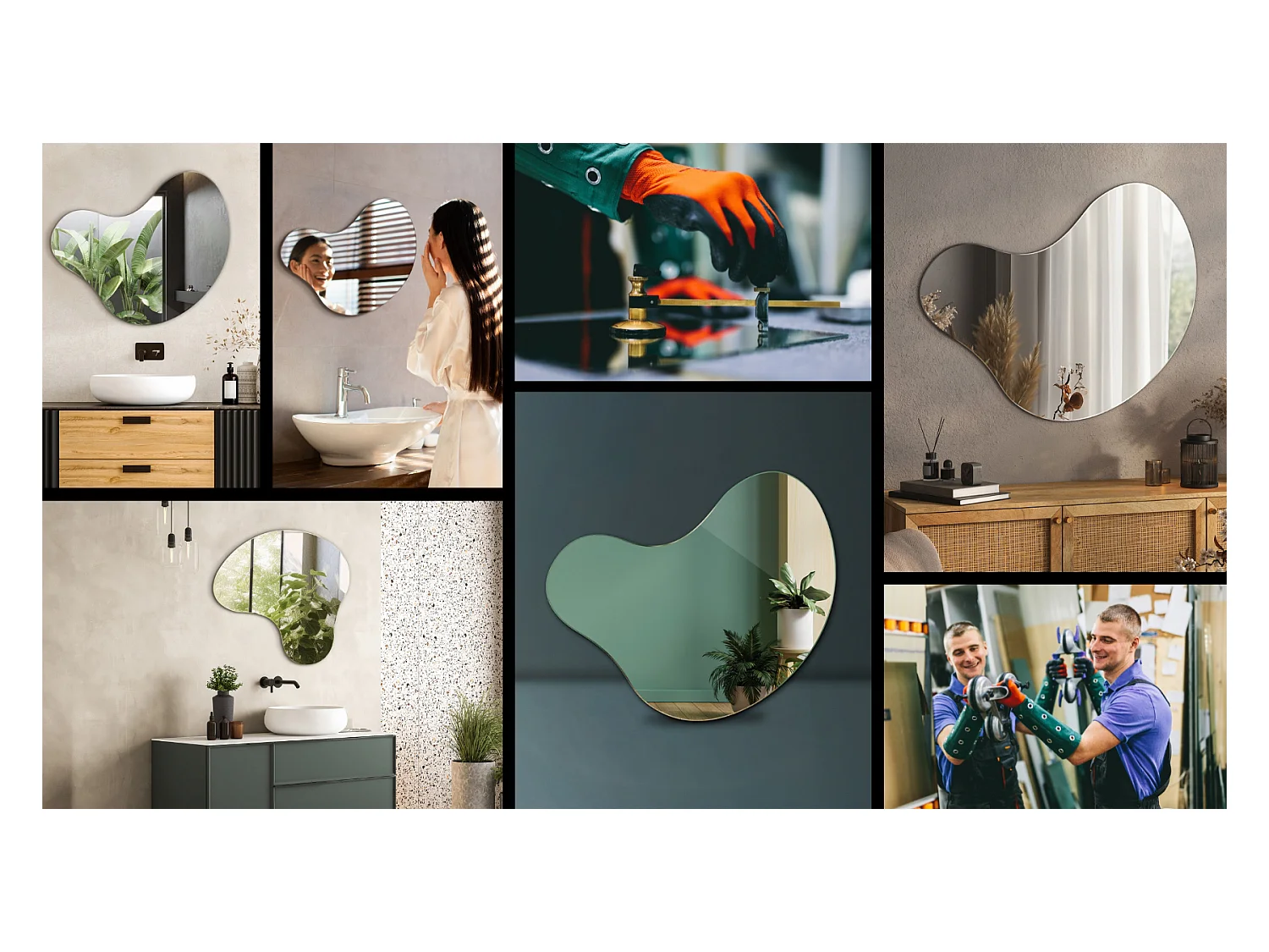 Spiegel 58x58cm Fantasie in de vorm van een unieke onregelmatige organische vorm