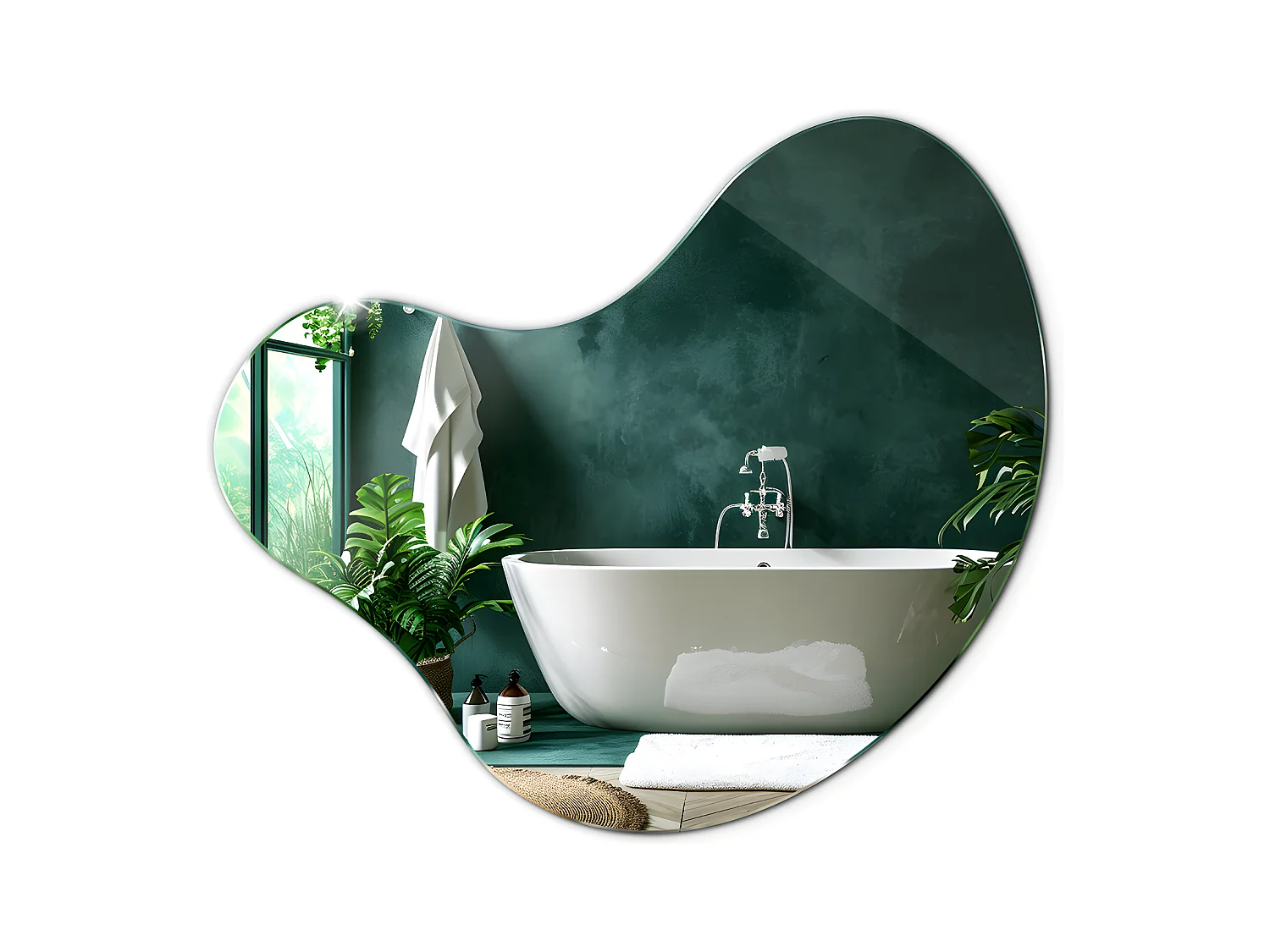 Miroir 58x58cm fantaisie de forme organique irrégulière unique