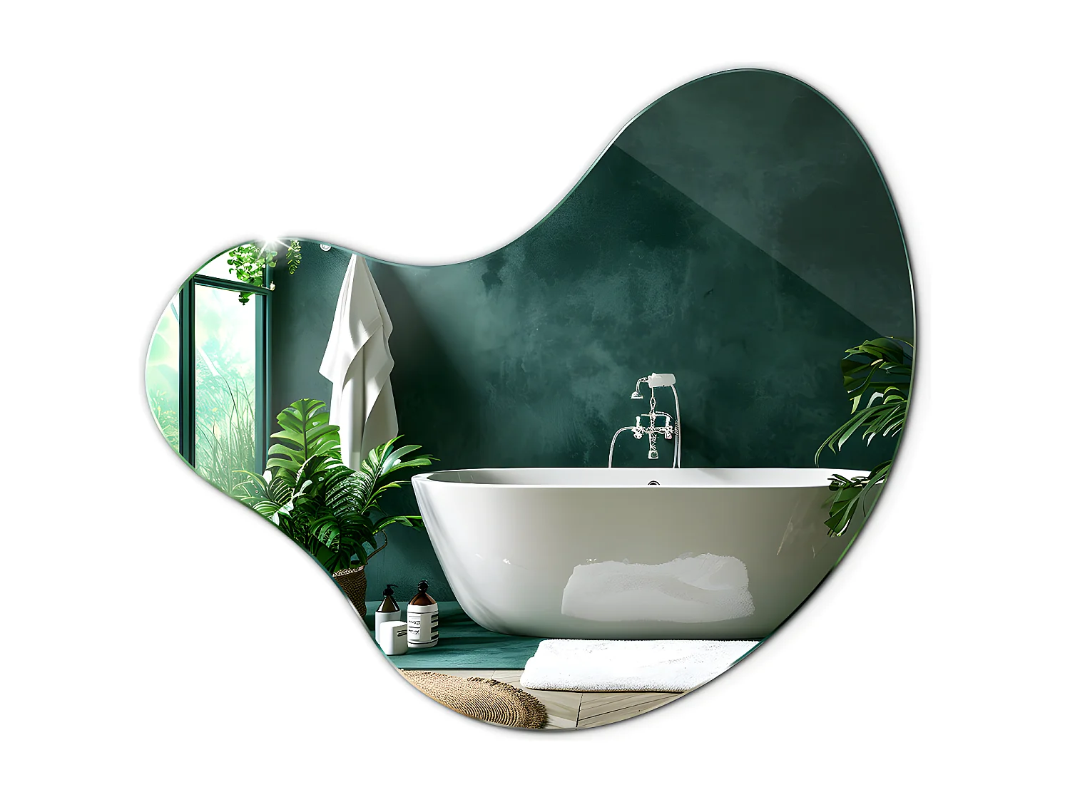 Miroir 58x58cm fantaisie de forme organique irrégulière unique