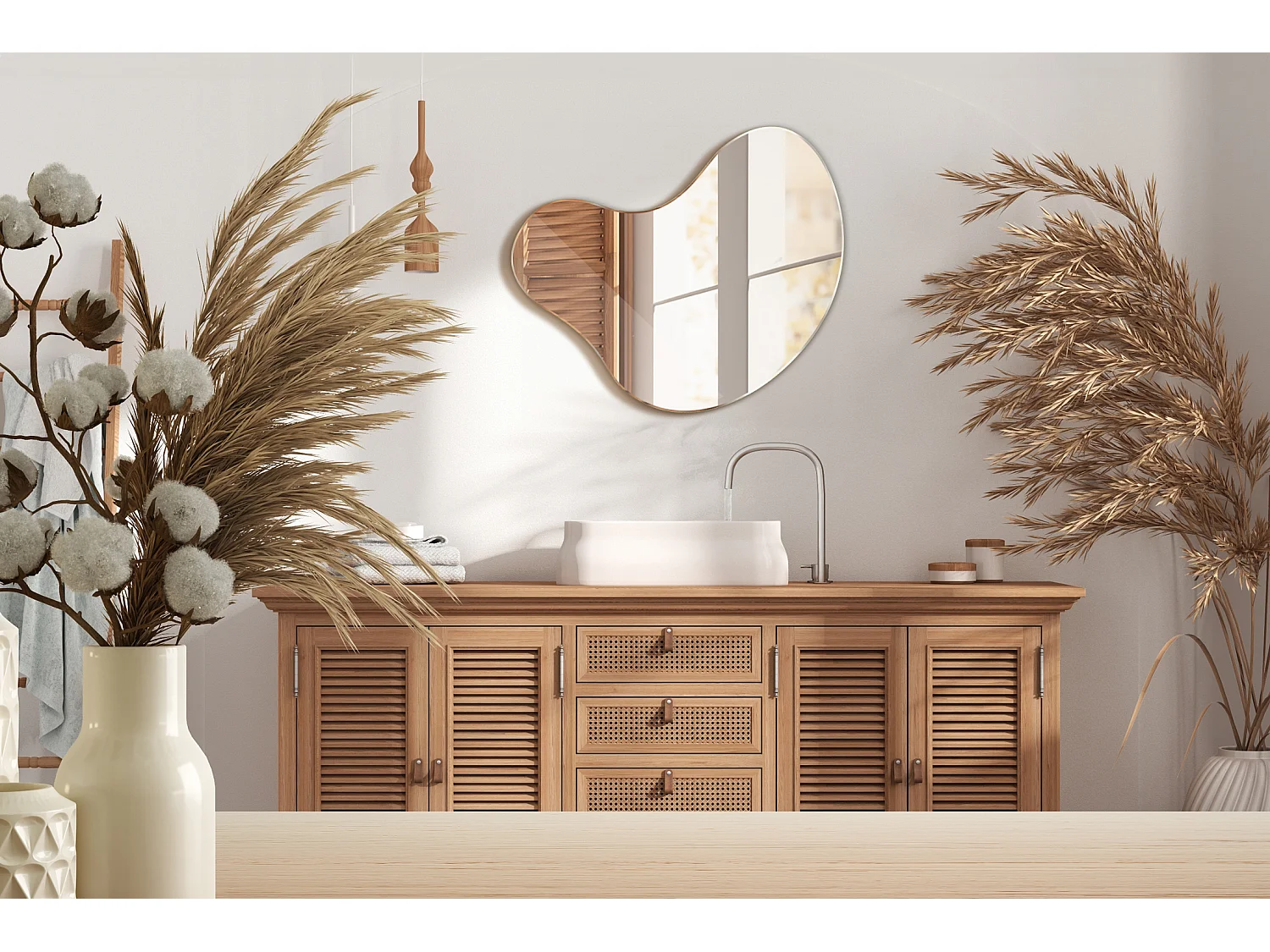 Miroir 58x58cm fantaisie de forme organique irrégulière unique