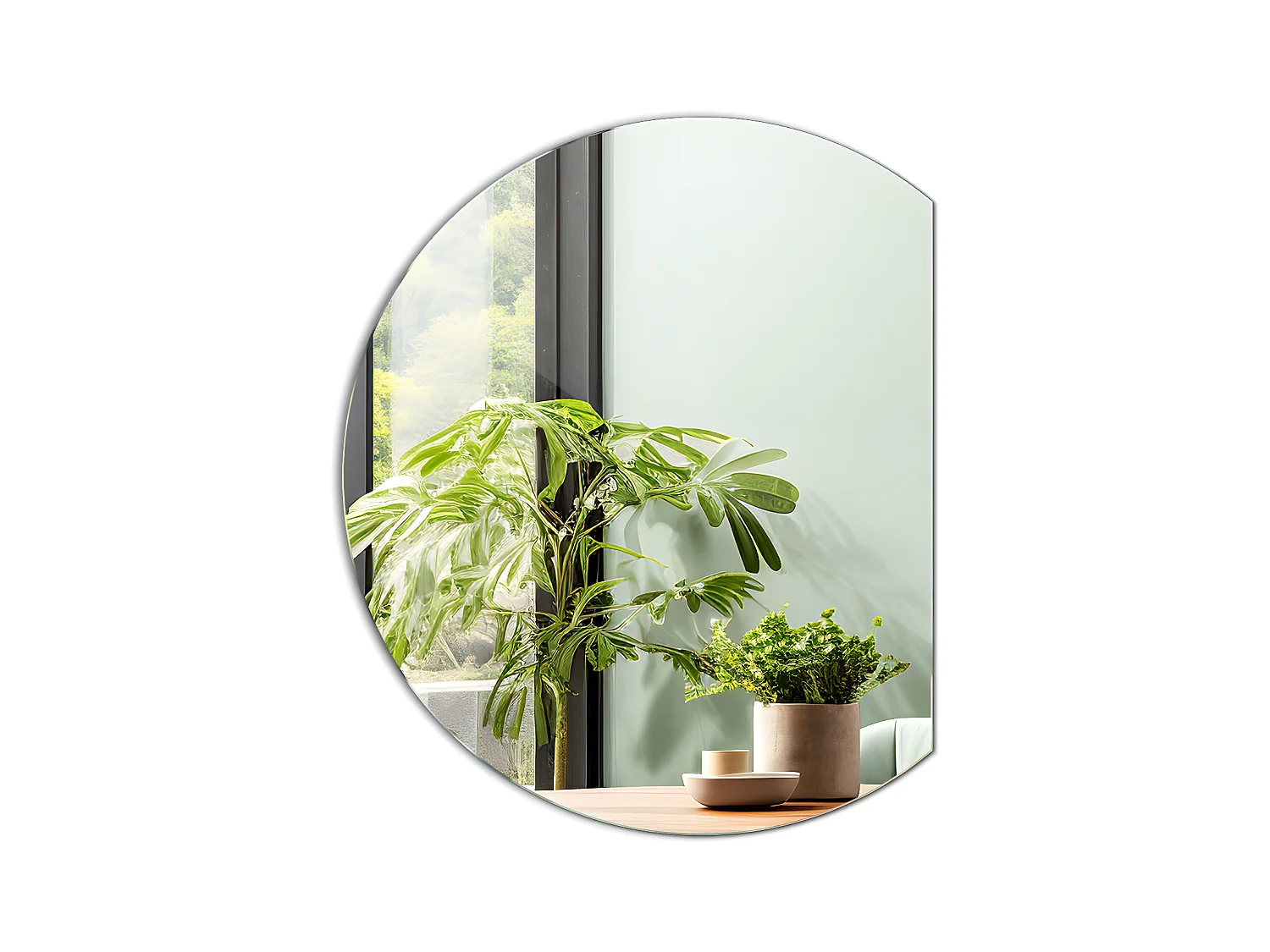 Miroir 70x80cm fantaisie de forme roue tronquée irrégulière unique