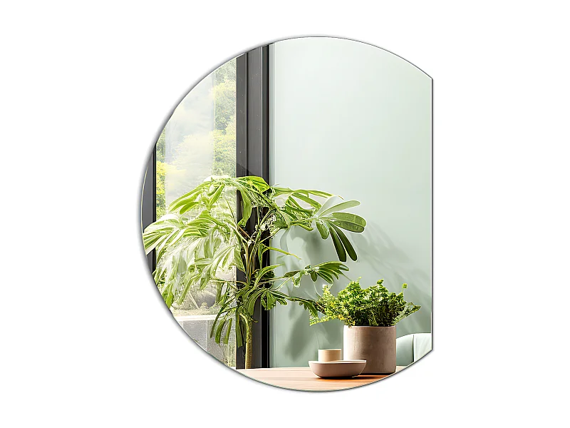 Miroir 70x80cm fantaisie de forme roue tronquée irrégulière unique