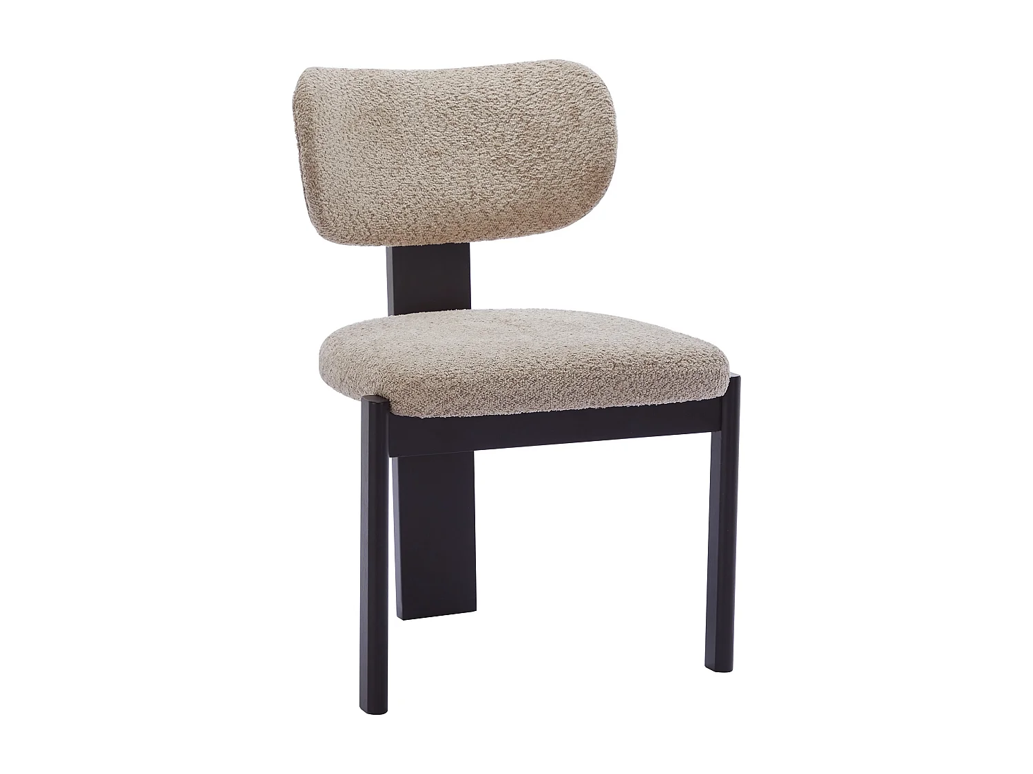 Lot de 2 chaises en tissu bouclette et bois d'hévéa noir - Taupe - WILANA