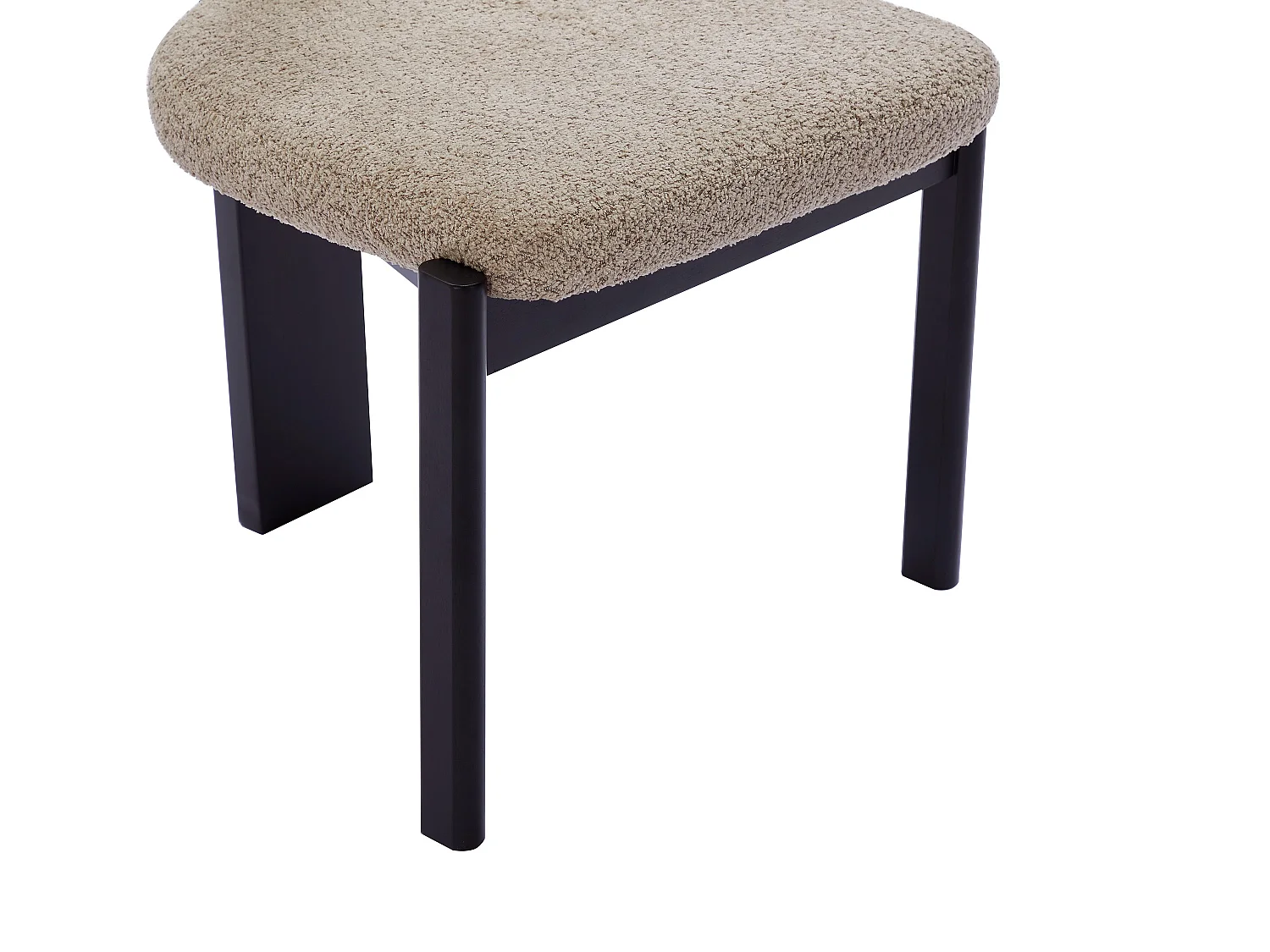 Lot de 2 chaises en tissu bouclette et bois d'hévéa noir - Taupe - WILANA