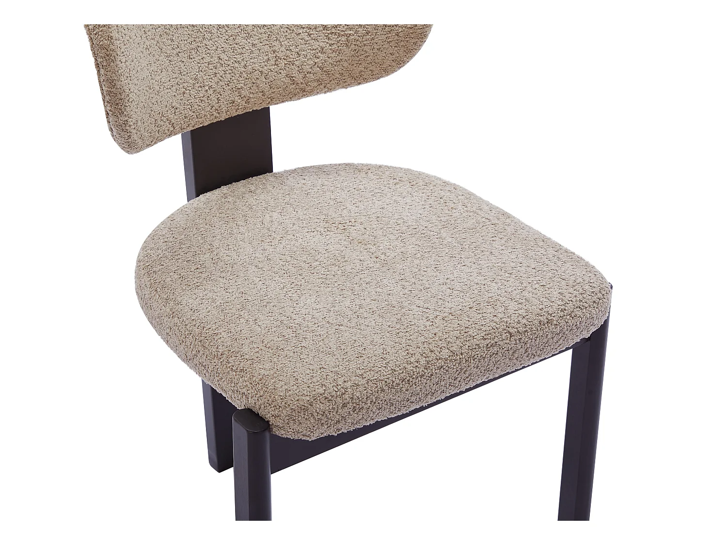 Juego de 2 sillas en tejido bouclé y madera de hevea - Gris topo y negro - WILANA