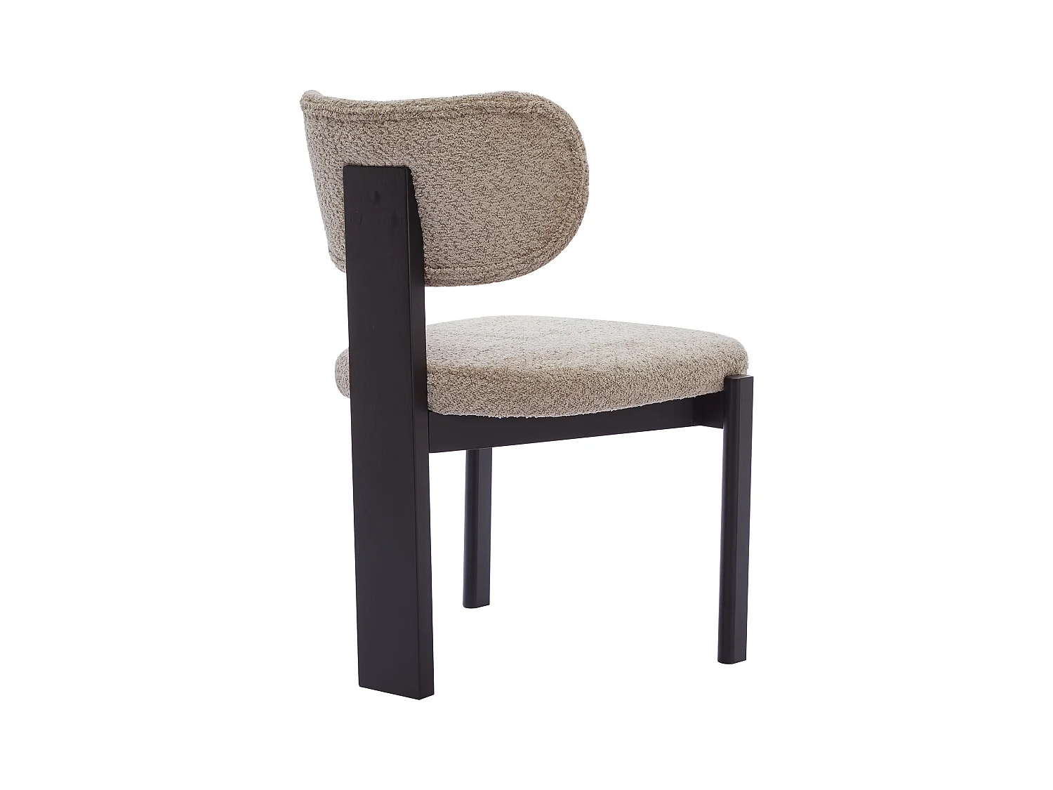 Juego de 2 sillas en tejido bouclé y madera de hevea - Gris topo y negro - WILANA