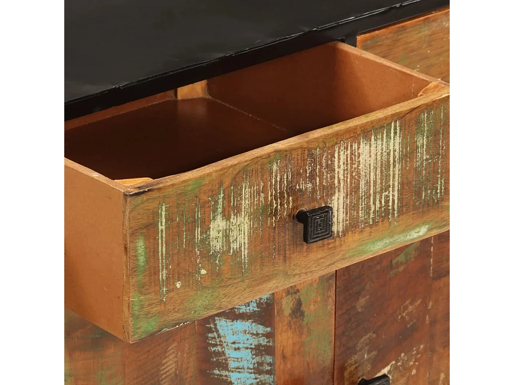 Buffet 140x35x70 cm bois massif de récupération et métal