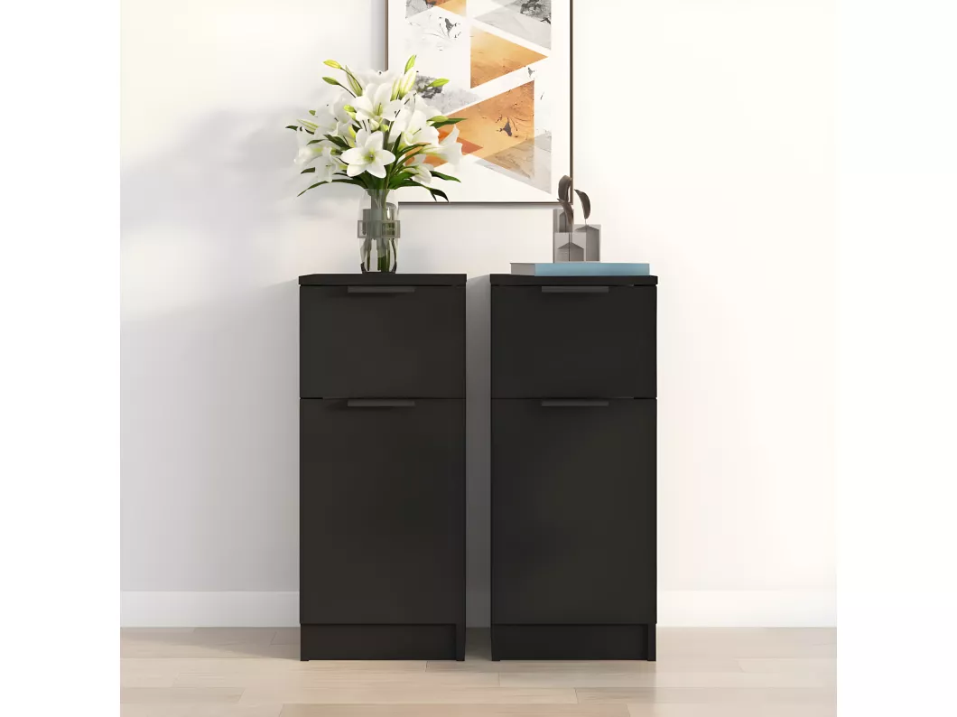 Kauf Unique Sideboards 2 Stk. Schwarz 30x30x70 cm Holzwerkstoff