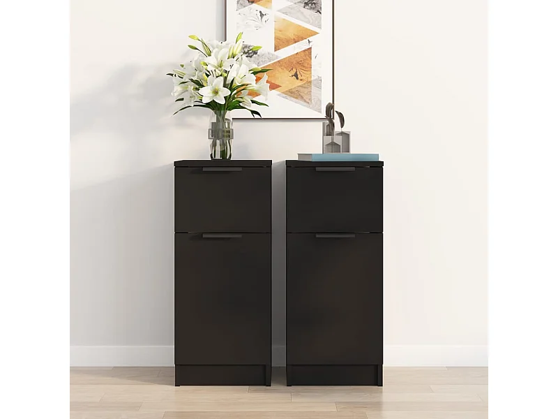 Sideboards 2 Stk. Schwarz 30x30x70 cm Holzwerkstoff