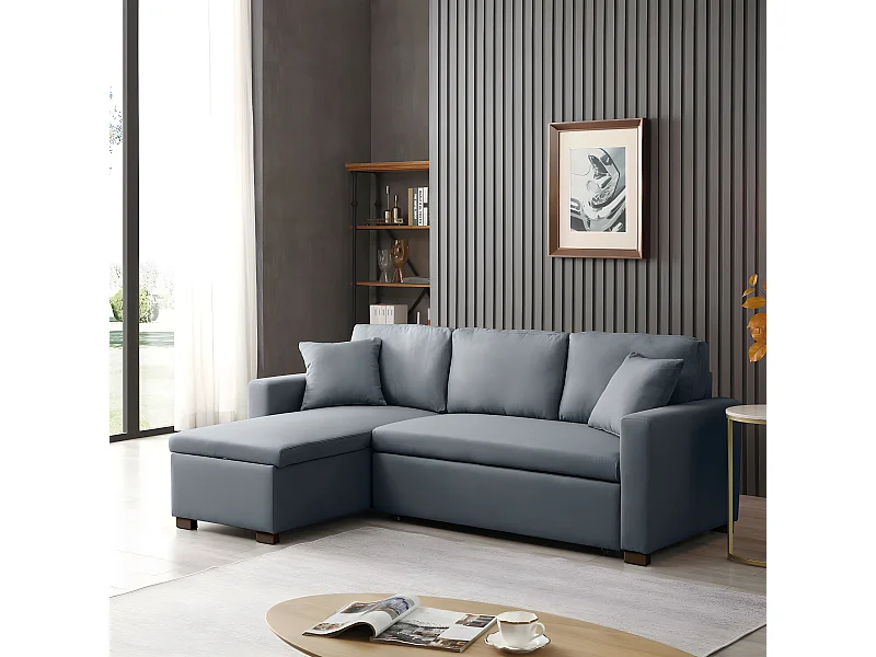 Sofá Cama Esquinero De 3 Plazas Chaise Loung 1970X1160X470 Gris