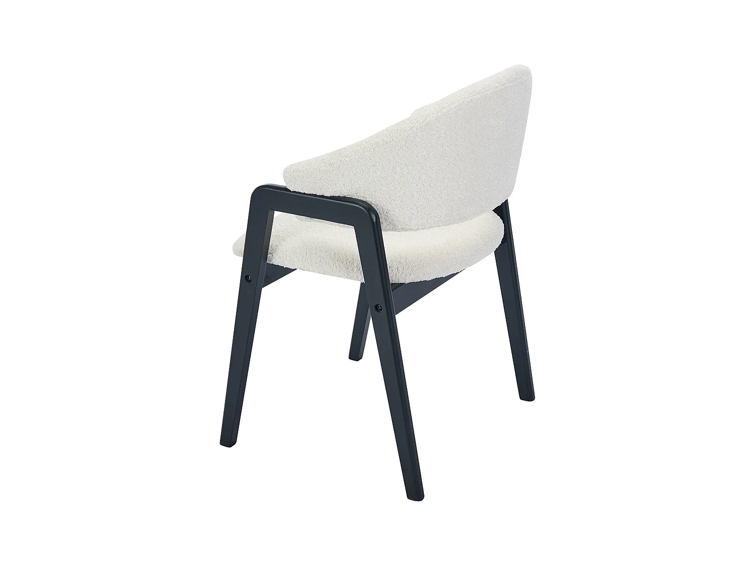 Sæt med 2 stole med armlæn i bouclé stof og gummitræ - Hvid og Sort - SOLUNA