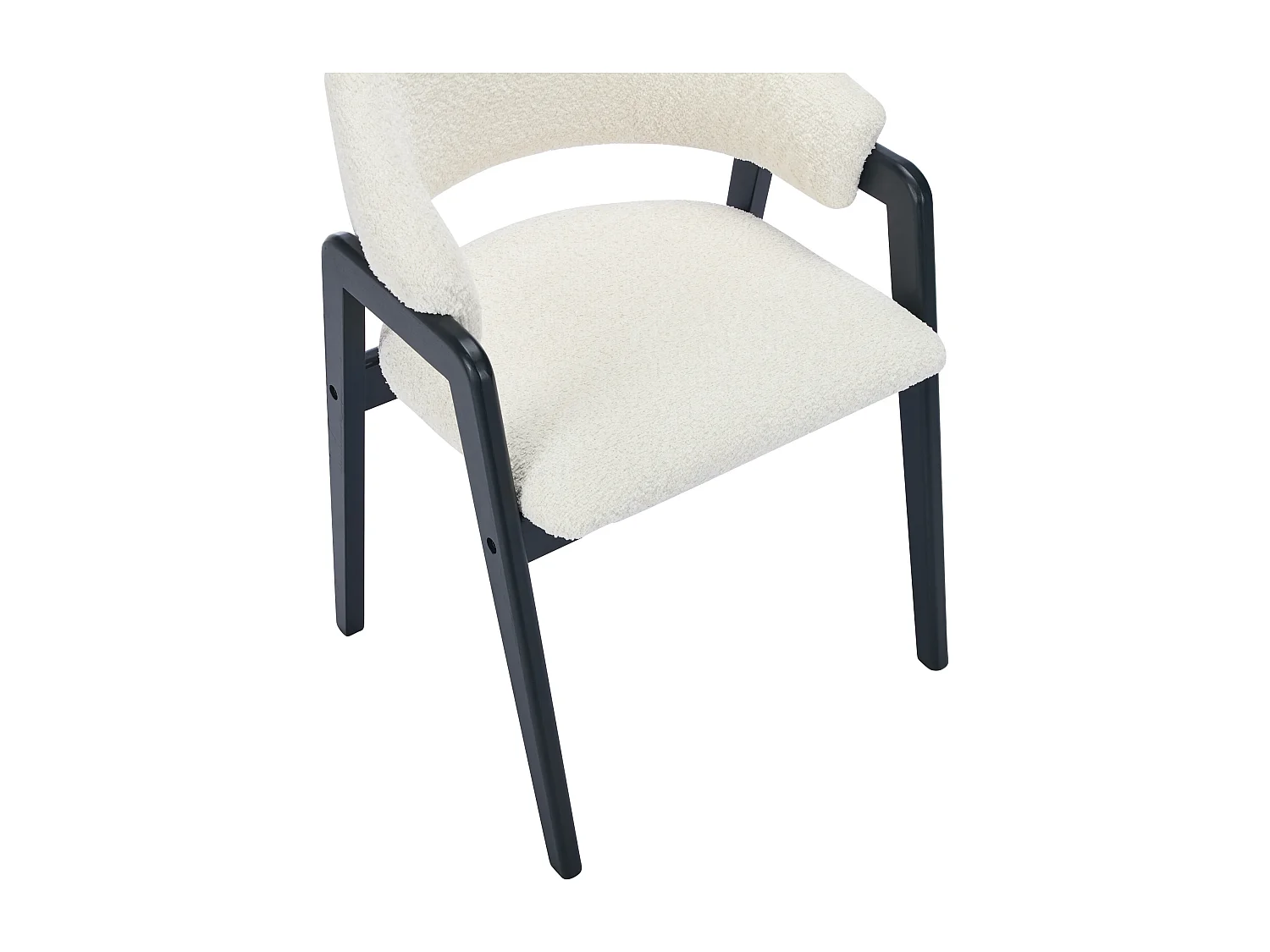 Set van 2 stoelen met armleuningen van boucléstof en heveahout - Wit en zwart - SOLUNA