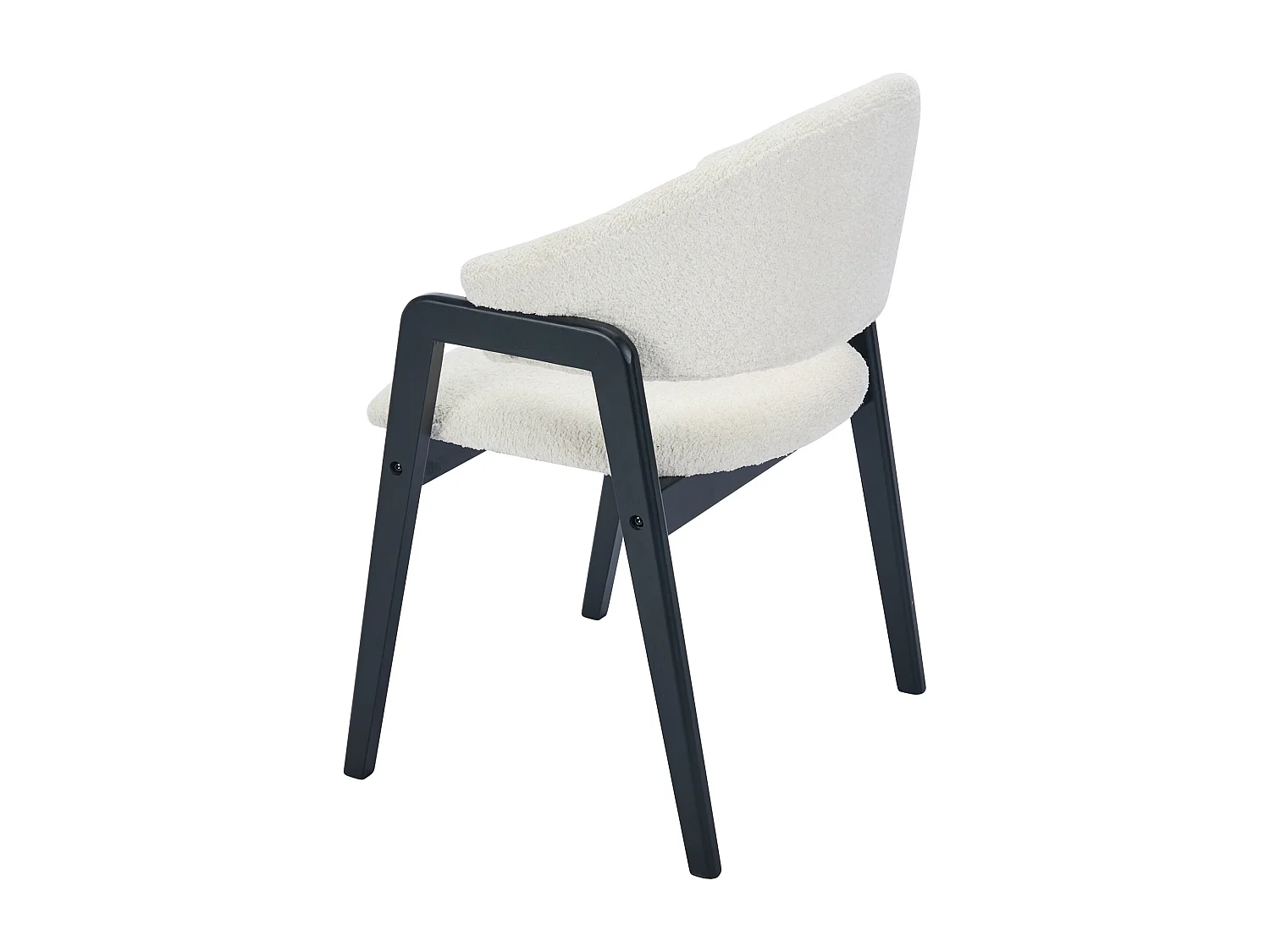 Set van 2 stoelen met armleuningen van boucléstof en heveahout - Wit en zwart - SOLUNA