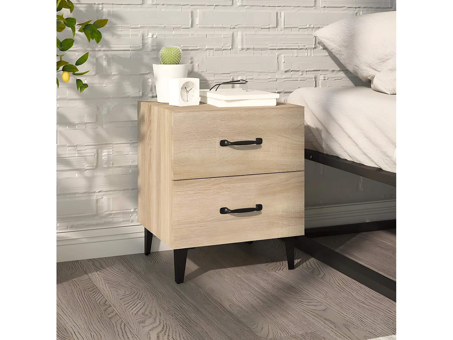 Mesa de cabeceira 40x35x47,5 cm cor carvalho sonoma