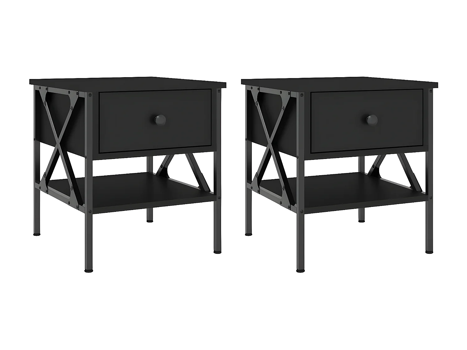 Tables de chevet 2 pièces noir 40x42x45 cm bois d’ingénierie