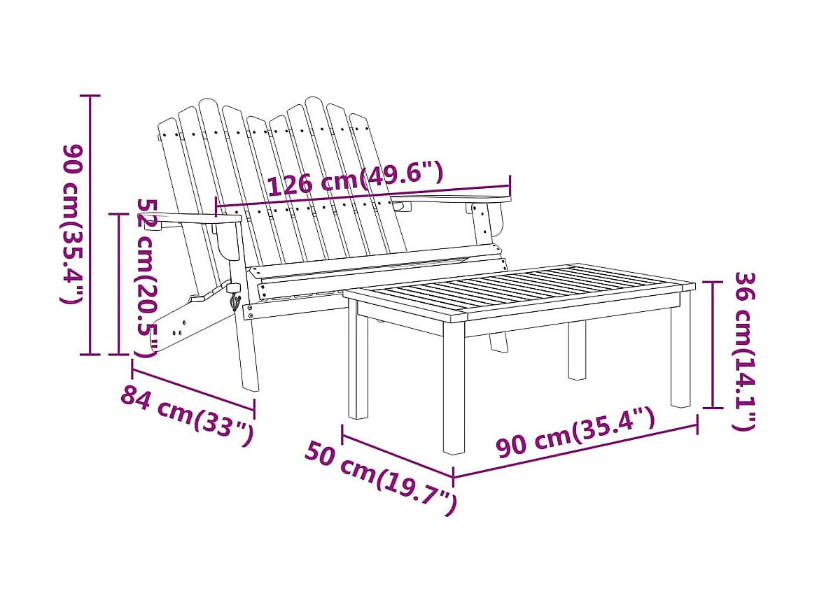 4-tlg. Garten-Lounge-Set Adirondack Massivholz Akazie