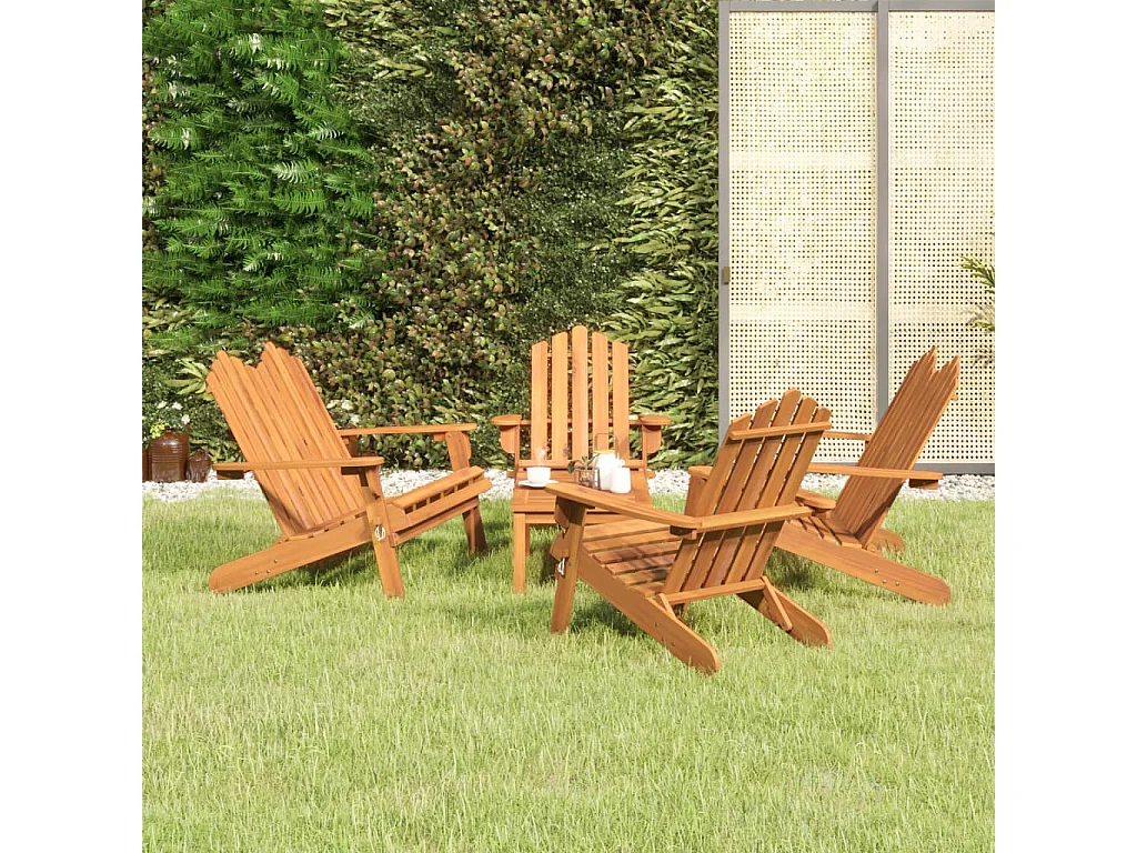 5 pcs conjunto lounge de jardim Adirondack acácia maciça