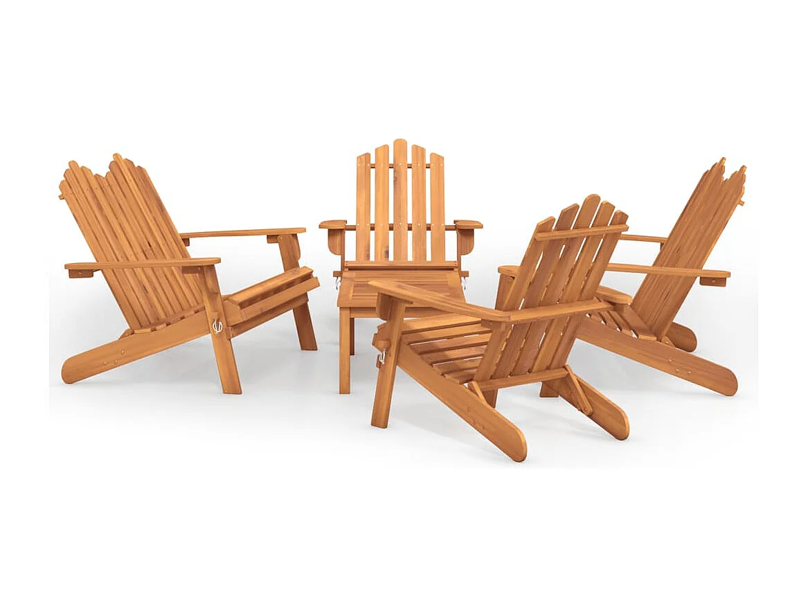 Ensemble de salon de jardin Adirondack 5 pcs bois acacia solide