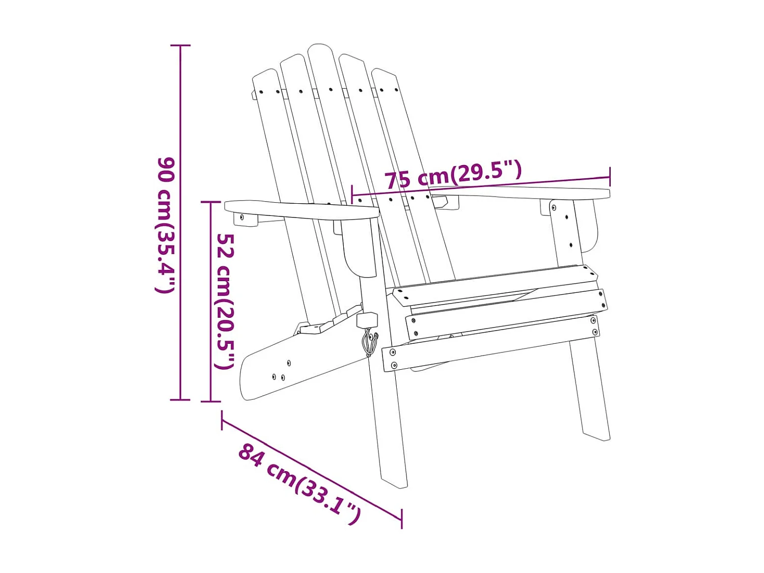 Ensemble de salon de jardin Adirondack 5 pcs bois acacia solide