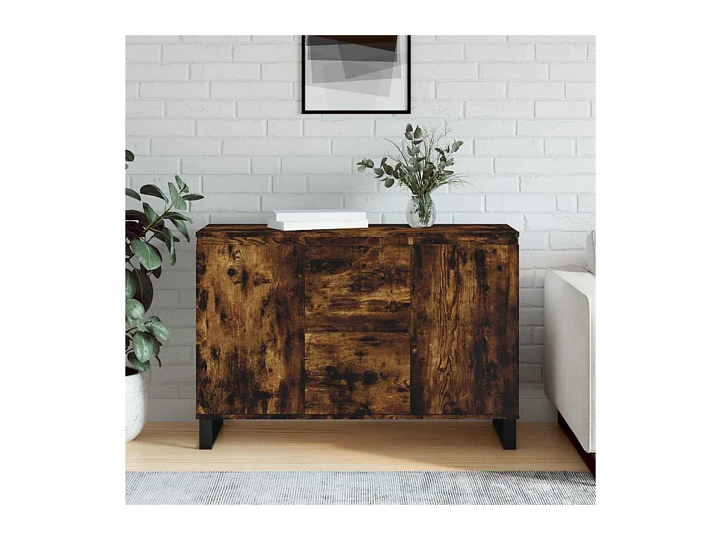 Dressoir 101,5x35x70 cm bewerkt hout gerookt eikenkleurig