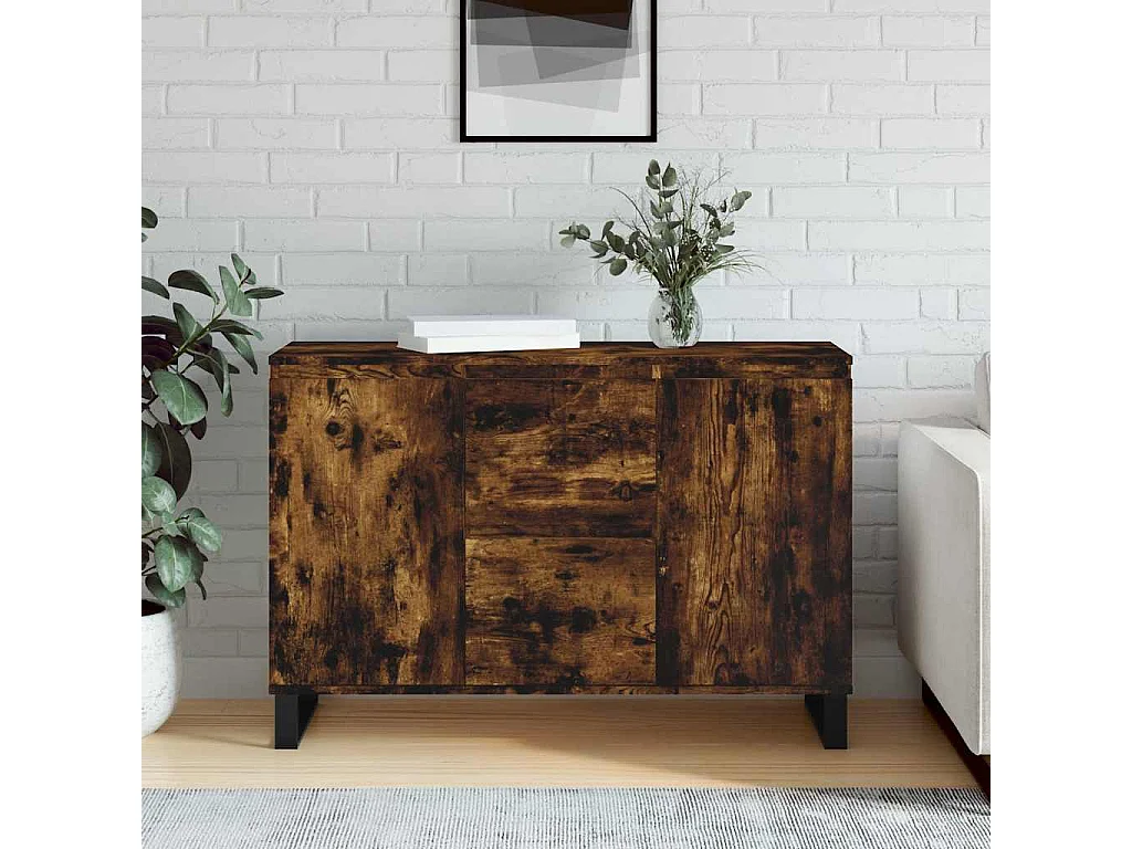 Aparador de madera de ingeniería roble ahumado 101,5x35x70 cm