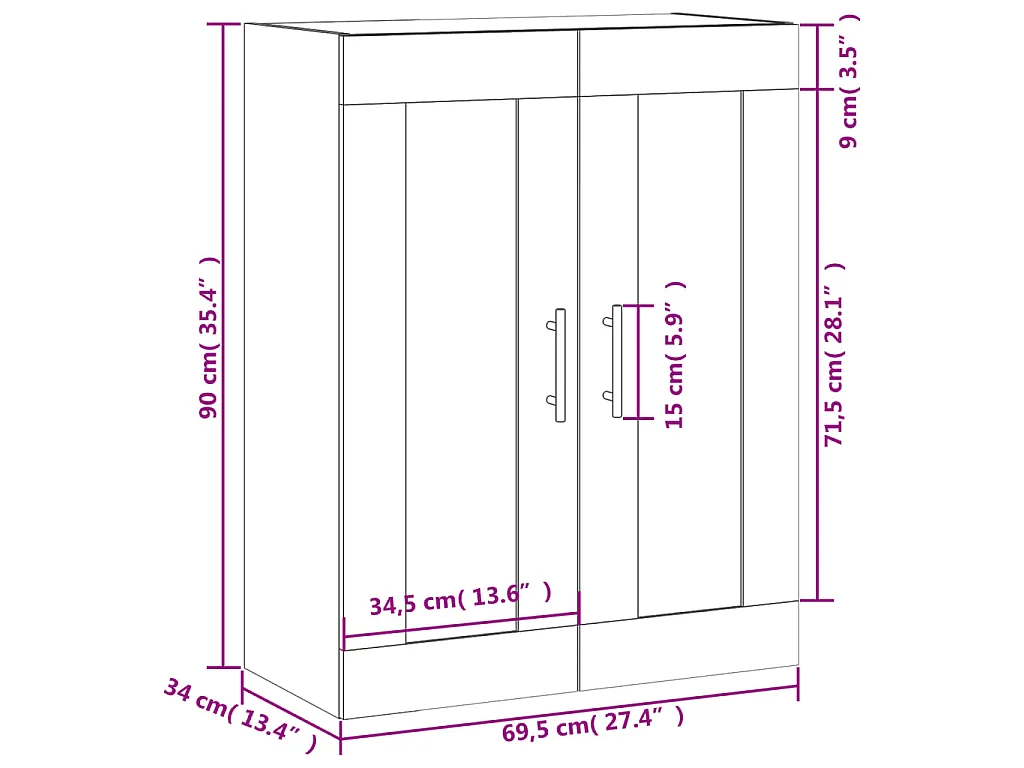 Wandschrank Sonoma-Eiche 69,5x34x90 cm Holzwerkstoff