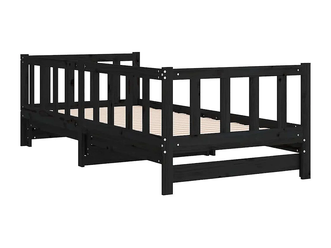 Tagesbett Ausziehbar Schwarz 90x200 cm Massivholz Kiefer