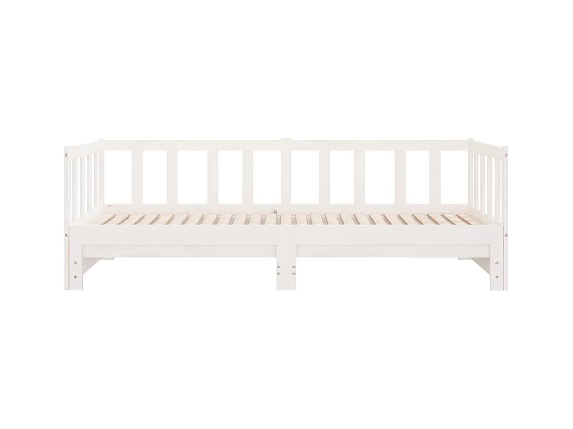 Slaapbank met onderschuifbed 90x200 cm massief grenenhout wit