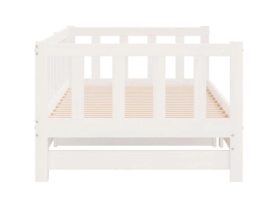 Slaapbank met onderschuifbed 90x200 cm massief grenenhout wit