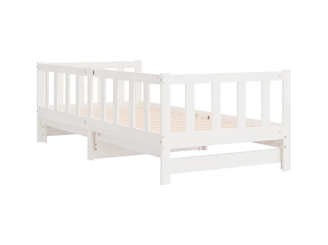 Slaapbank met onderschuifbed 90x200 cm massief grenenhout wit