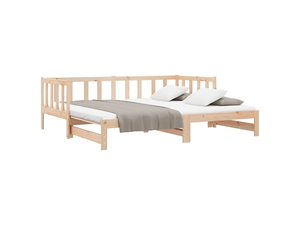 Lit de jour et lit gigogne sans matelas 90x190 cm bois massif