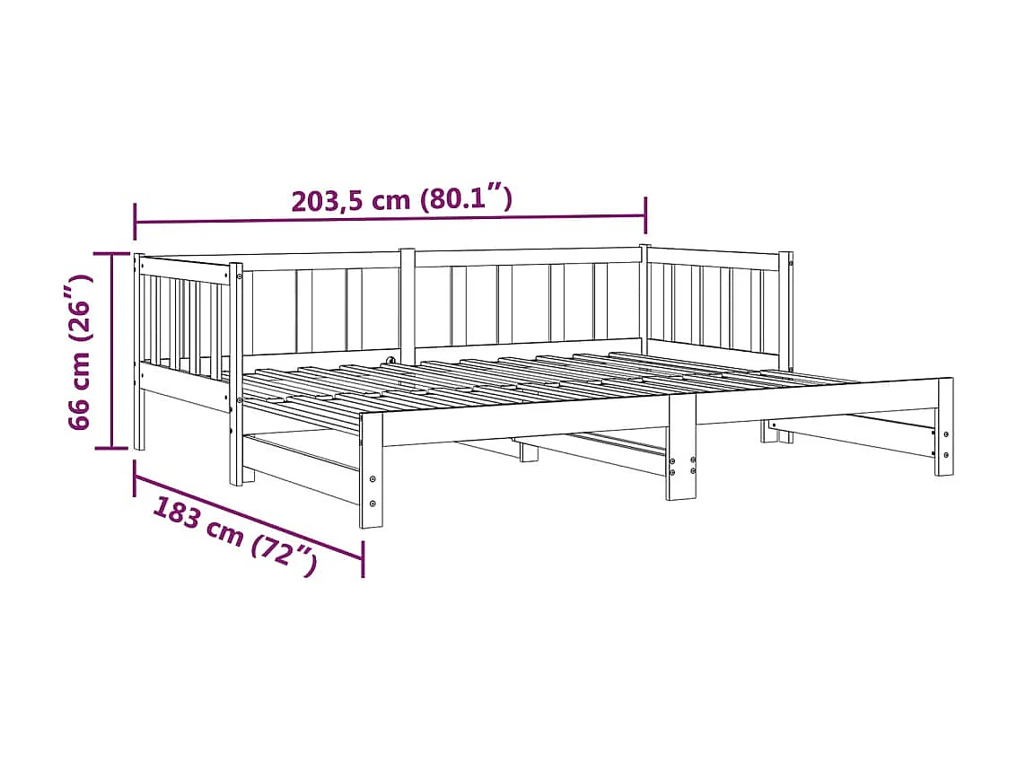 Lit de jour et lit gigogne sans matelas 90x200 cm bois massif