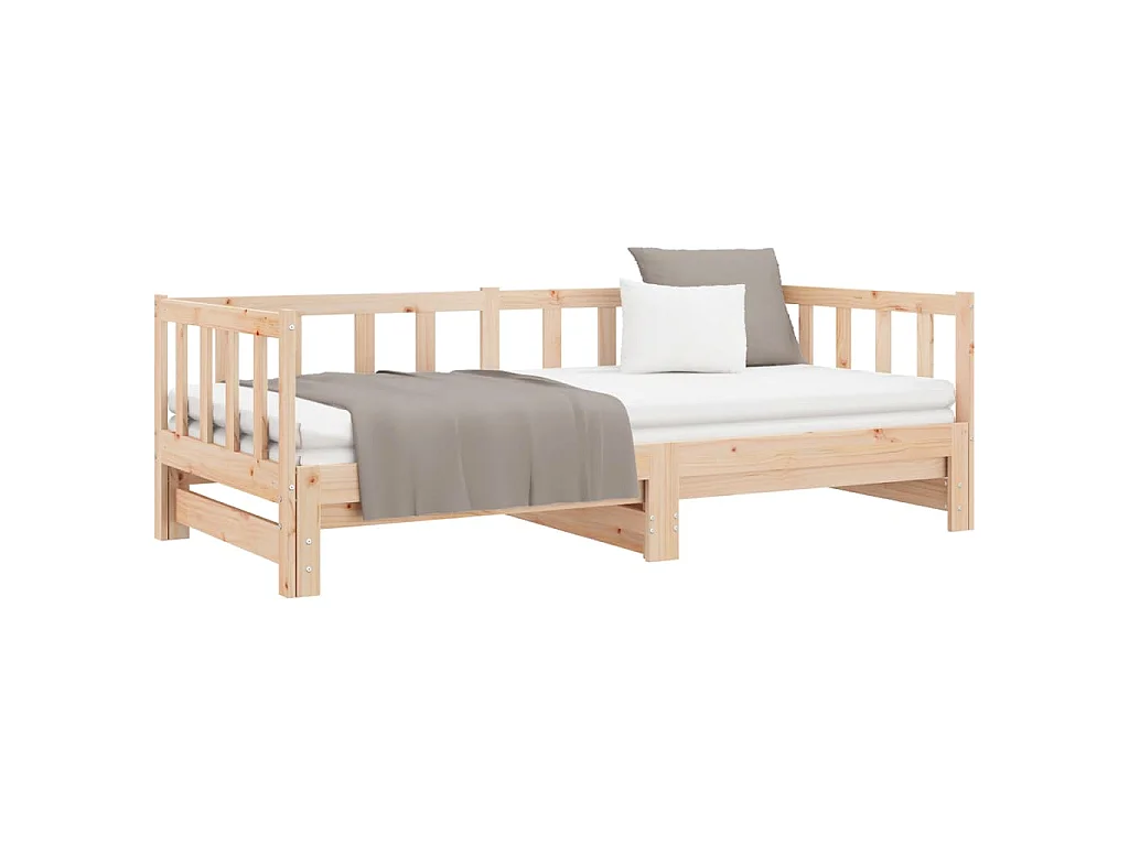 Lit de jour et lit gigogne sans matelas 90x200 cm bois massif