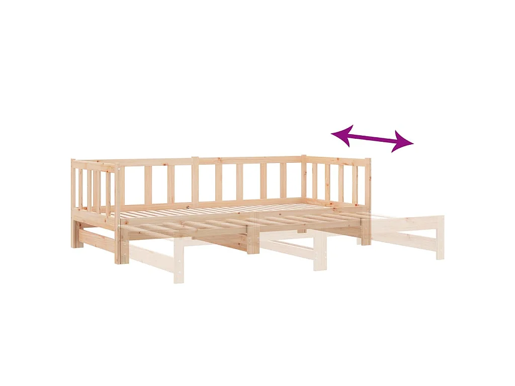 Lit de jour et lit gigogne sans matelas 90x200 cm bois massif