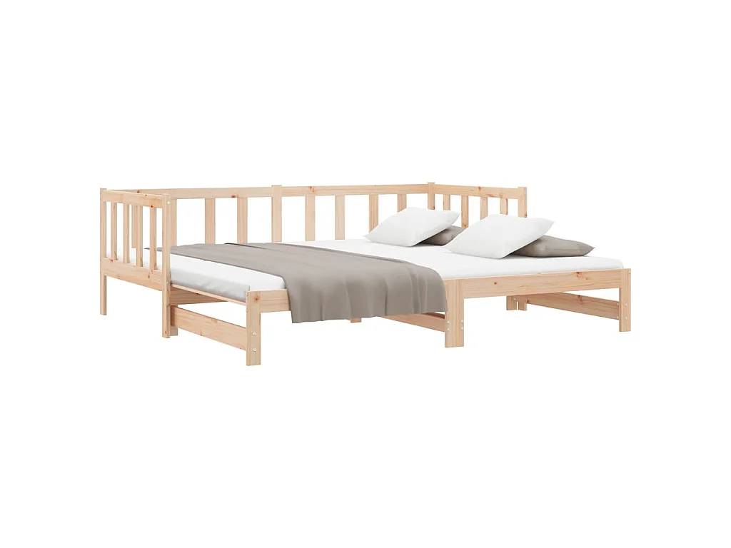 Lit de jour et lit gigogne sans matelas 90x200 cm bois massif
