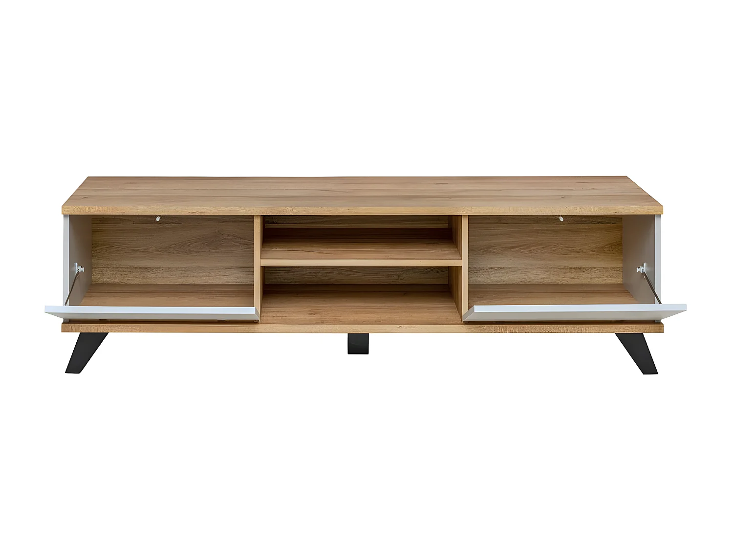 Meuble TV 2 Portes "Bogota" 160cm Gris & Naturel