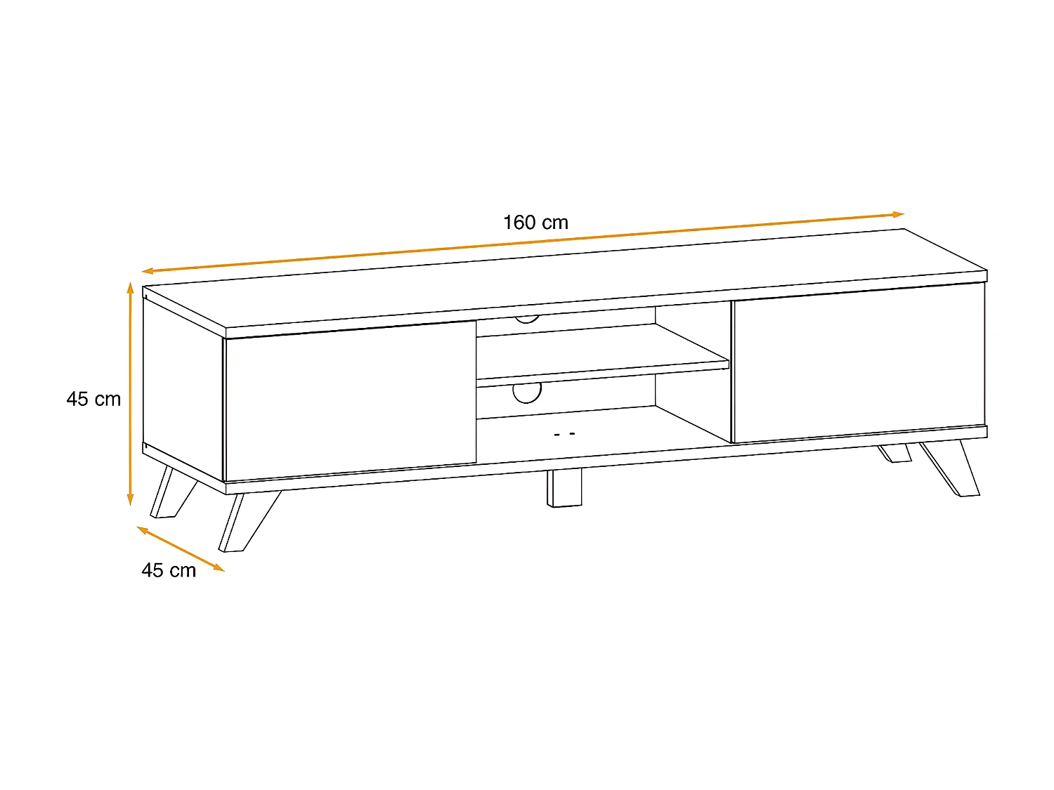 Meuble TV 2 Portes "Bogota" 160cm Gris & Naturel