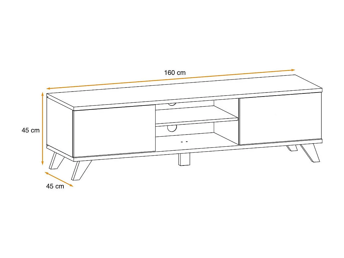 Meuble TV 2 Portes "Bogota" 160cm Gris & Naturel