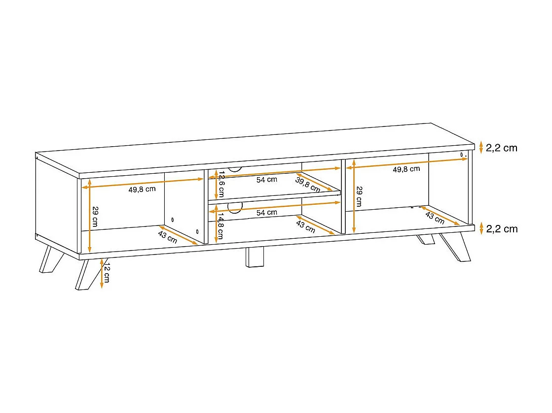 Meuble TV 2 Portes "Bogota" 160cm Gris & Naturel