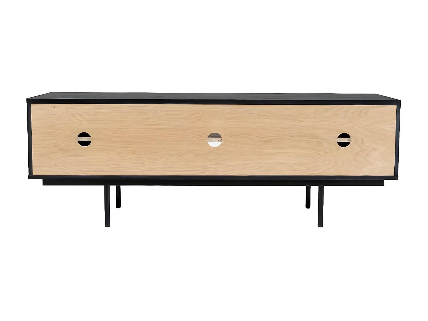 Meuble TV Design "Stripe" 150cm Chêne & Noir